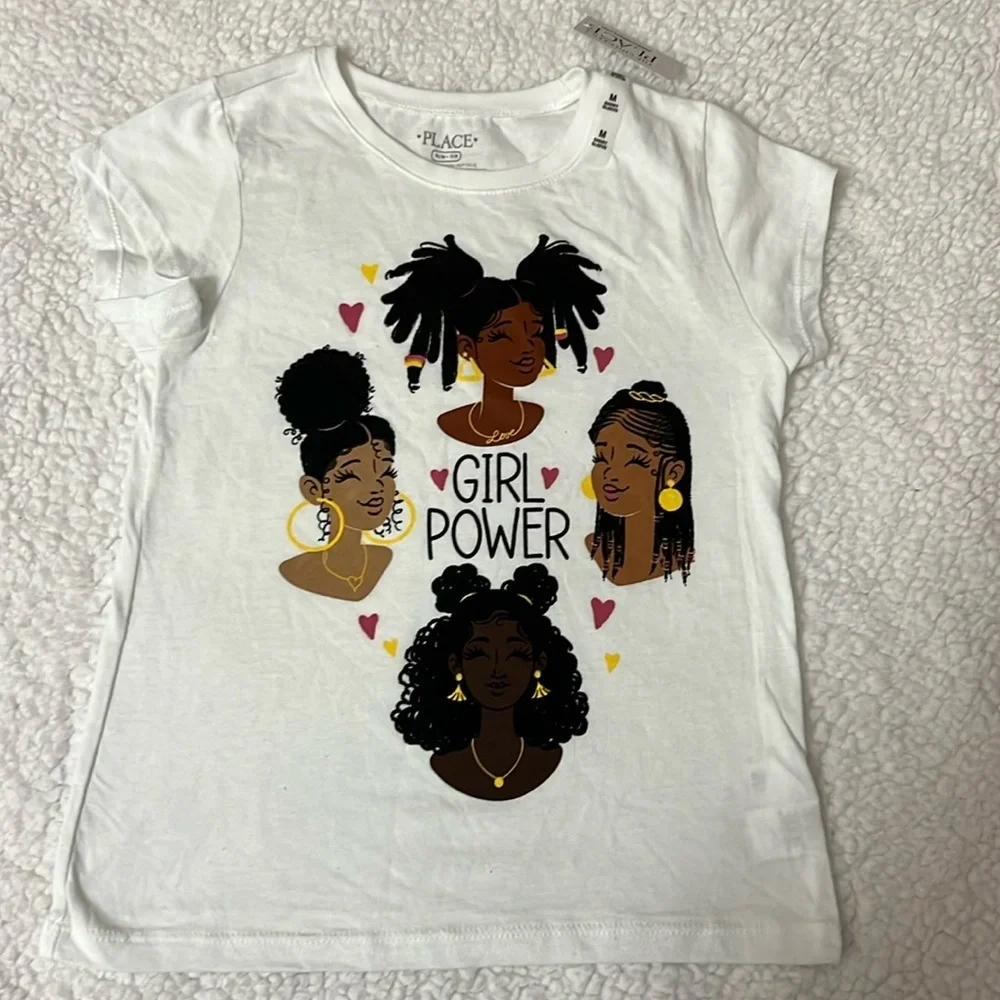 The Children's Place Girls M White Short Sleeve Graphic Tees NWT